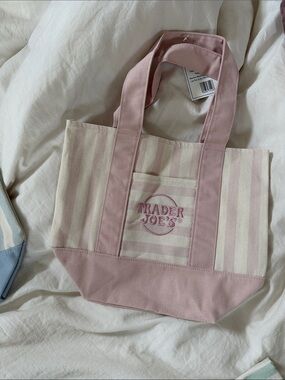 Trader Joe's Pink Stripe Canvas Tote